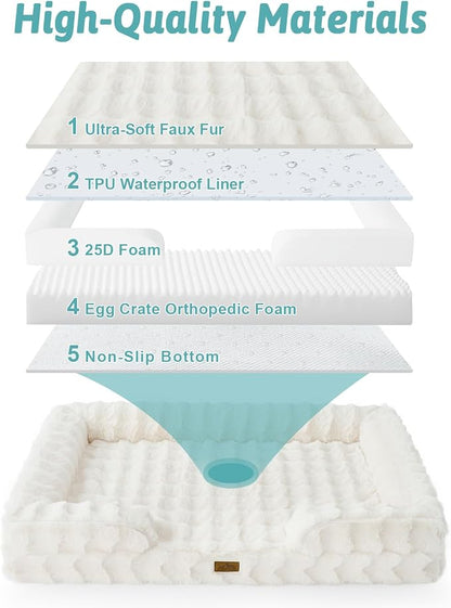 Self Warming Dog Bed for Large Size Dog, Faux Fur Orthopedic Puppy Sofa - Image 4
