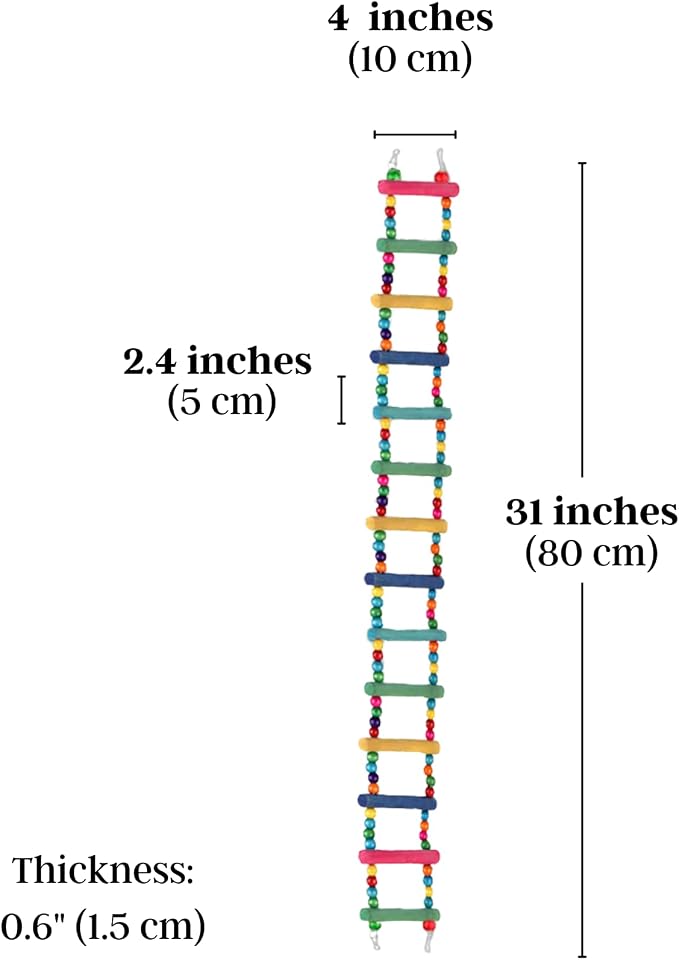 SunGrow Bird Ladder Bridge, 31x4 Inches, Raw Wood and Edible Dye, Suitable - Image 6