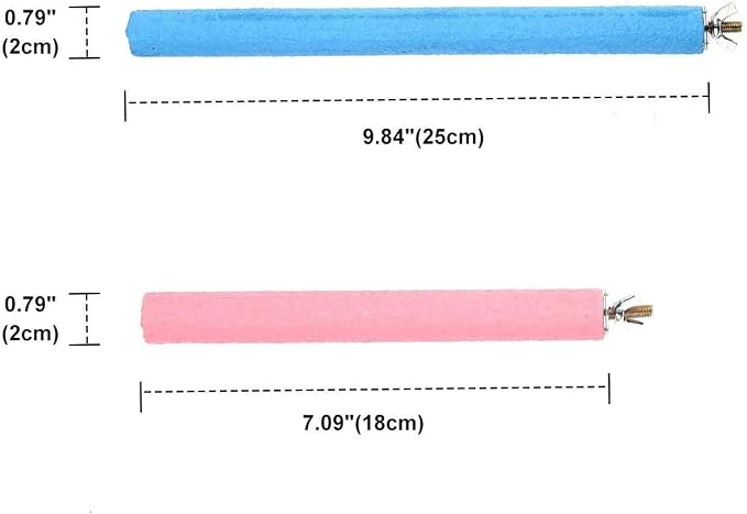 Bird Cage Perch Parrot Sand-Surface Stand 2Pack Grinding Wood Stick Platform - Image 2
