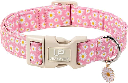 Daisy Dog Collar, Summer Cotton Dog Collar by UPURARAPUP