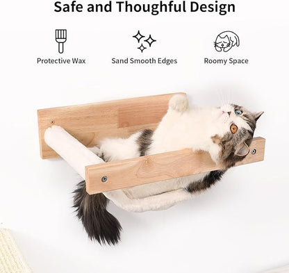 FUKUMARU Cat Hammock Wall Mounted, Kitty Beds and Perches, Wooden Cats Furniture - Image 2