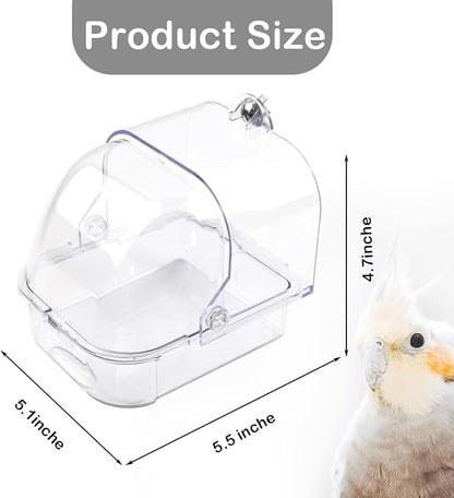 Bird Bath for Cage Transparent Bird Bathtub Hanging Portable Shower Pool - Image 2