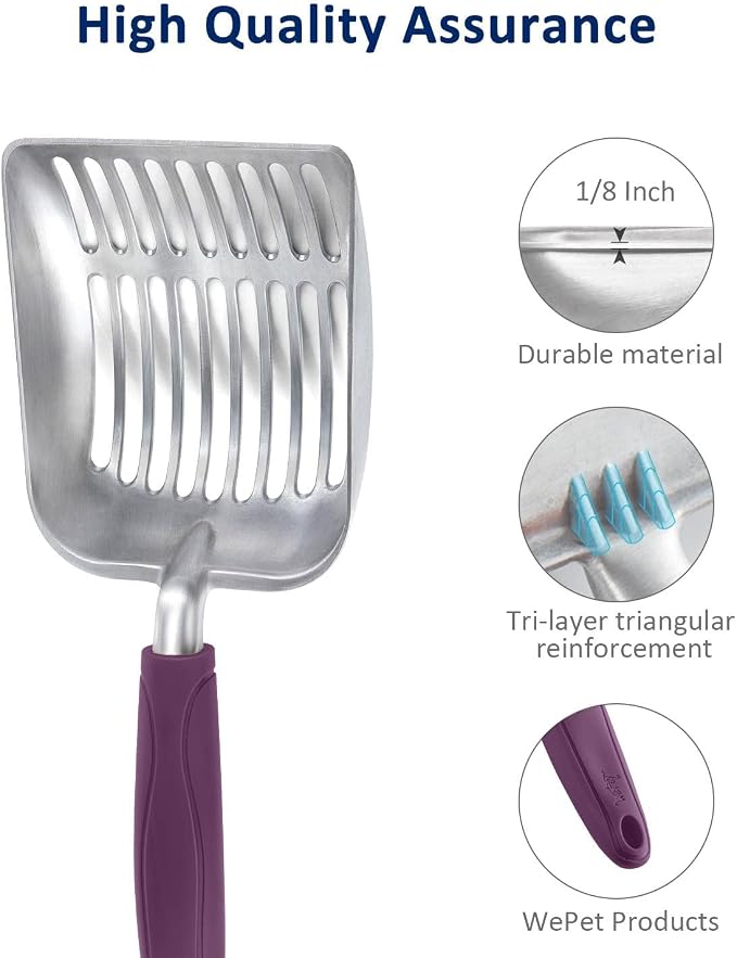 WePet Cat Litter Scoop, Aluminum Alloy Sifter, Kitty Metal Scooper, Deep Shovel - Image 4
