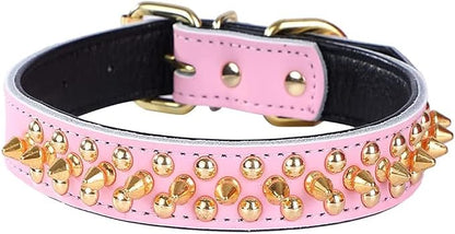 Spiked Studded Dog Collar, Genuine Leather Dog Collar, Adjustable Pet Collars by Unknown