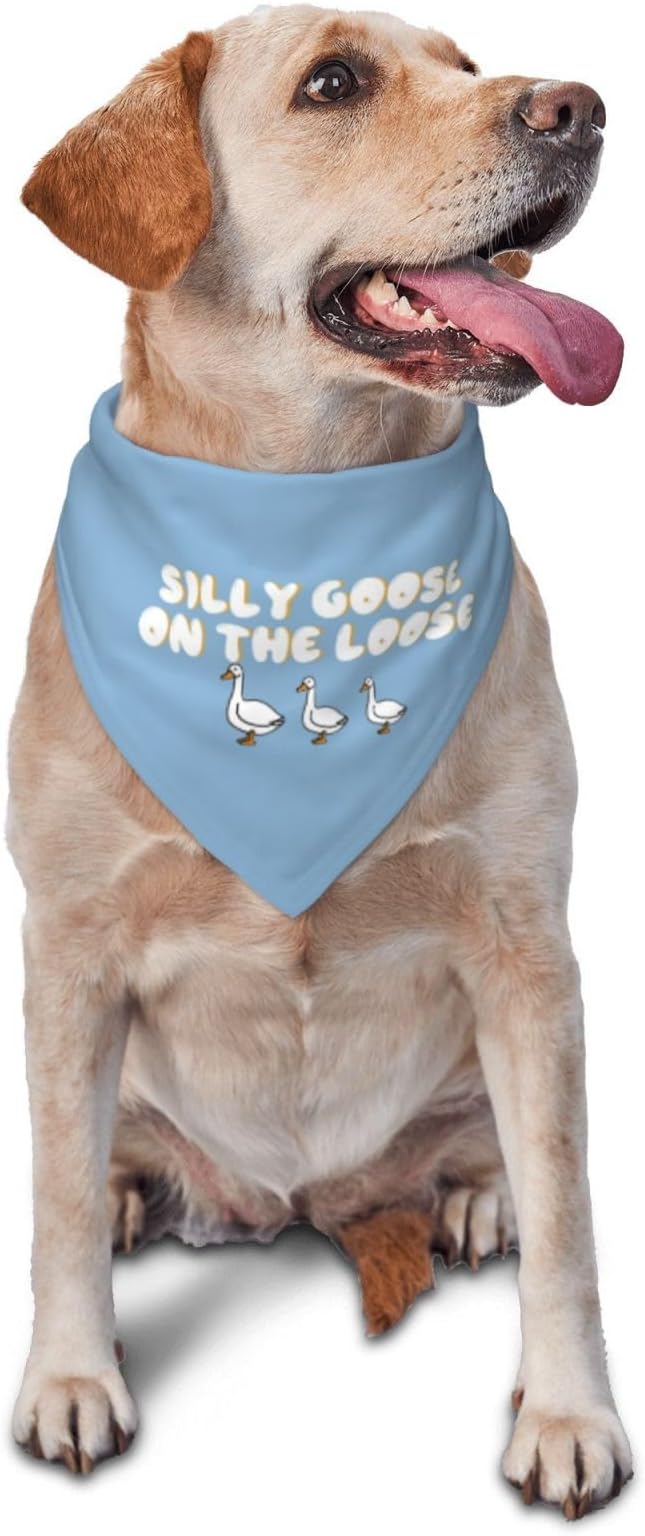 Silly Goose on The Loose Triangle Dog Bandana, Summer Bandana Funny Triangle by vercosee