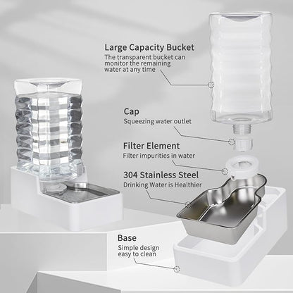 Automatic Dog Water Dispenser: White 9L Stainless Steel Gravity Feeder - Image 2