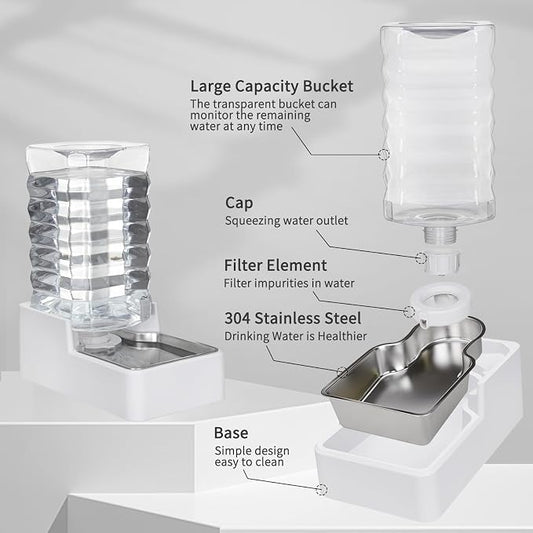 Automatic Dog Water Dispenser: White 9L Stainless Steel Gravity Feeder - Image 2