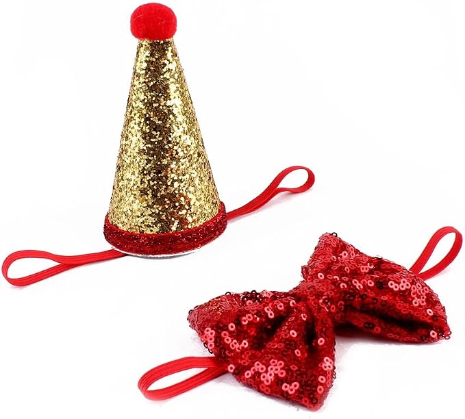 Stock Show Pet Cute Birthday Party Cone Hat and Bow tie Collar Set by Unknown
