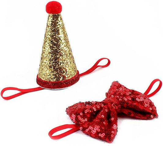 Stock Show Pet Cute Birthday Party Cone Hat and Bow tie Collar Set by Unknown