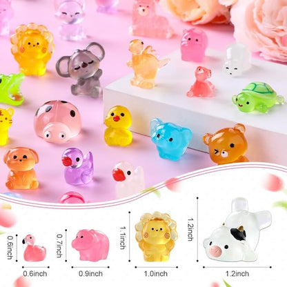 DIYDEC 60PCS Luminous Mini Resin Animals 60 Styles Miniatures Glow in The Dark - Image 2