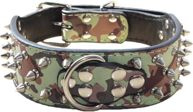 Serijoars Spiked Studded Dog Collar, PU Leather Dog Collar, Adjustable Pet by Serijoars