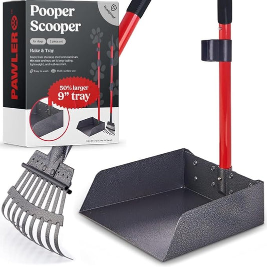Pooper Scooper for Large Dogs, Small Dogs and Horses, Metal Poop Scooper Set by Pawler