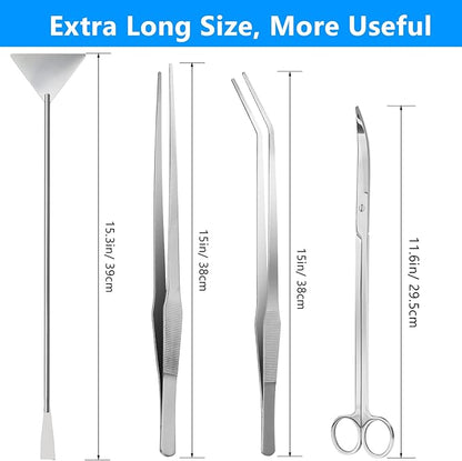 Aquarium Aquascape Tools Kit 15in, 4 in 1 Anti-Rust Aquatic Plant Aquascaping - Image 2