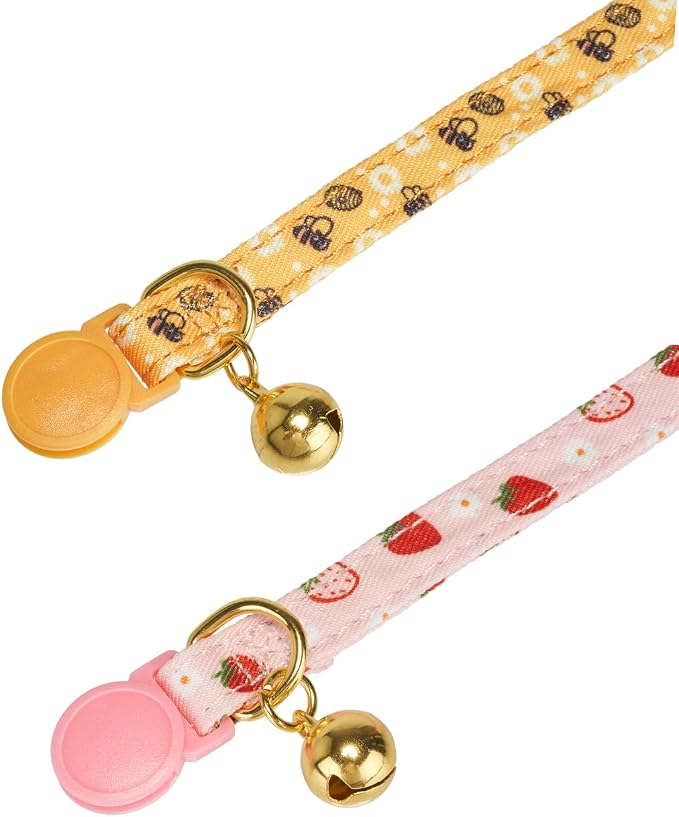 2 Pack Cotton Cat Collar, Removable Bowtie, Floral Pattern, Safety Breakaway - Image 5