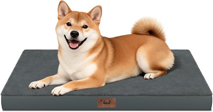 Plush Dog Bed for Medium Dogs, Waterproof Dog Crate Mat Orthopedic Egg Crate by TailStories