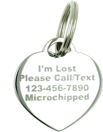 Custom Engraved Personalized Stainless Steel Small Heart Rhinestones Dog Cat - Image 2