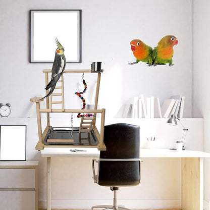 Parrots Playground, Bird Play Gym Wood Perch Stand Colours Revolving Climb - Image 5