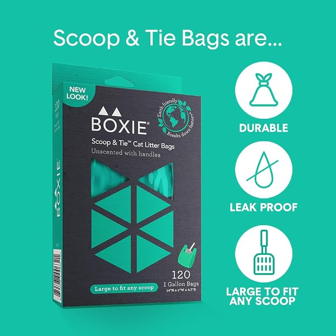Boxie Sustainable Scoop & Tie Pet Waste Bags, Leak-Proof, Easy-to-Tie Handles - Image 4