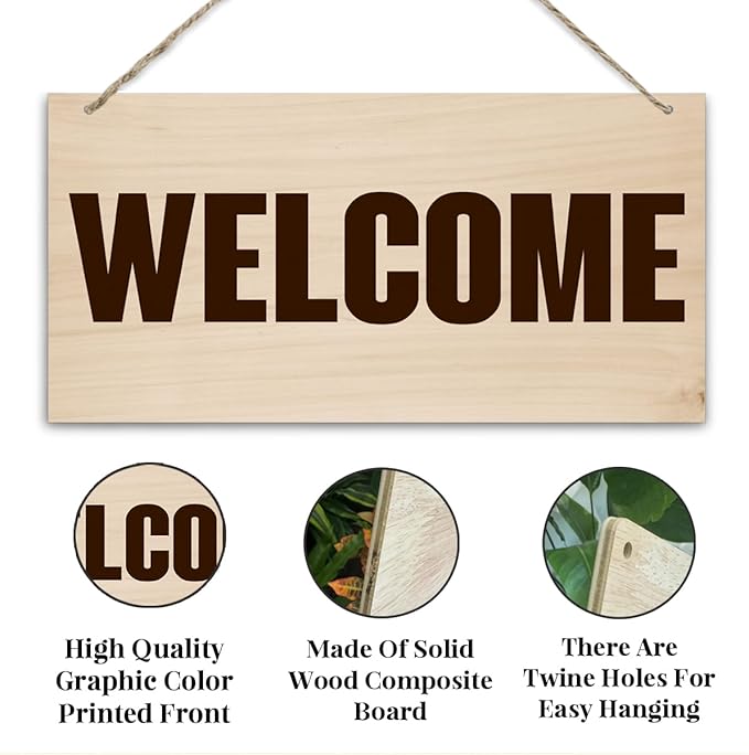 Welcome Sign for Front Door, Welcome Decor Wooden Hanging Sign for Wall Decor - Image 3