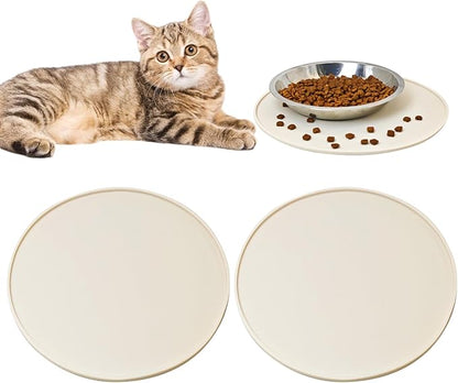 BNOSDM Silicone Cat Feeding Mat 2 Pack Dog Bowl Mats Pet Silicone Food Mat by BNOSDM