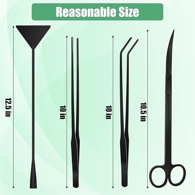 Aquarium Aquascape Tools Kit, 4 in 1 Anti-Rust Aquatic Plant Aquascaping Tool - Image 2