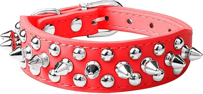 Spiked Dog Collar Soft Pu Leather Mushrooms Rivet Spike Studded Puppy by Unknown