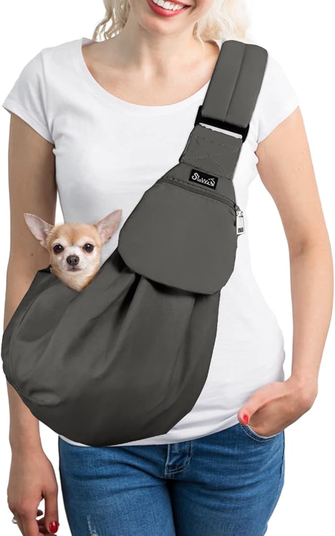 SlowTon Dog Carrier Sling, Thick Padded Adjustable Shoulder Strap Dog Carriers by SlowTon
