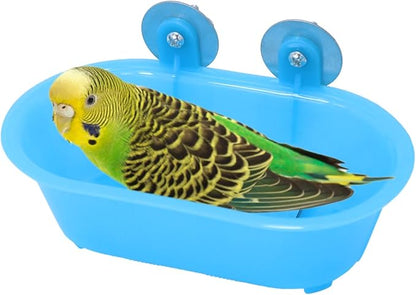 Wontee Bird Bath with Mirror Toy Fixable Parrot Bathroom Tub by Wontee