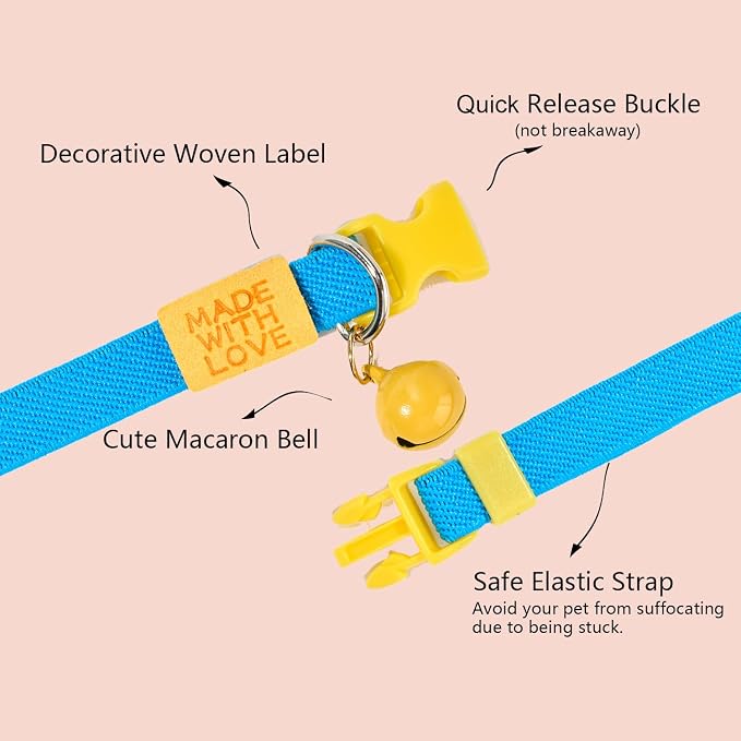 Elastic Cat Collar 2 Pack of Safety Quick Release Cat Collars - Image 2