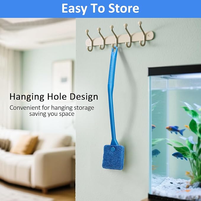 Fish Tank Cleaner with Five Sided Sponge Brush and Long Handle Aquarium - Image 6
