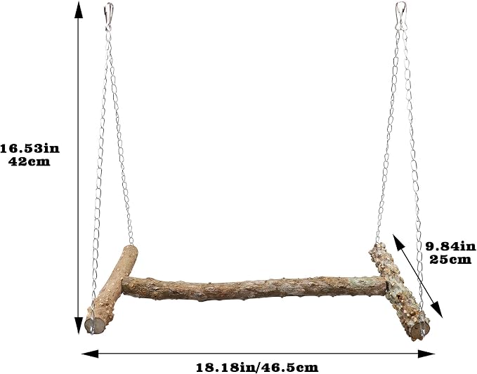 Large Bird Perch Swing Toy, Natural Pepper Wood Parrot Perch Stand Toy - Image 6