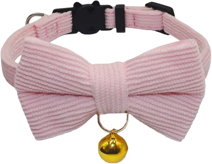 THAIN Cat Collar with Bow Tie and Bell, Breakaway Adjustable Cute Soft Corduroy by THAIN
