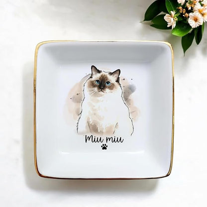 Custom Dog Cat Portrait Ring Dish, Personalized Pet Trinket Dish - Image 3