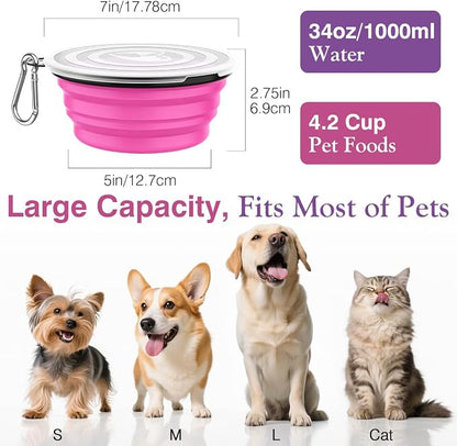 Pawaboo Collapsible Dog Bowls 2 Pack, Silicone Feeding Watering Bowls - Image 4