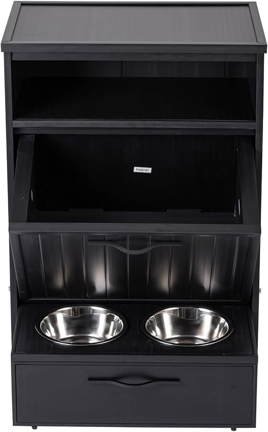New Age Pet ECOFLEX Brea Dog Food Pantry in Black, Two 32 oz Bowls, Moisture - Image 4