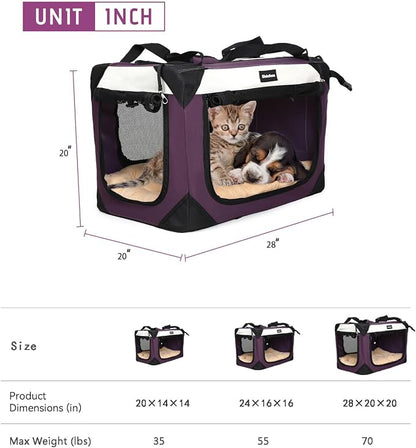 Collapsible Dog Travel Crate, Portable Soft-Sided Pet Carrier Extra Large Cat - Image 6