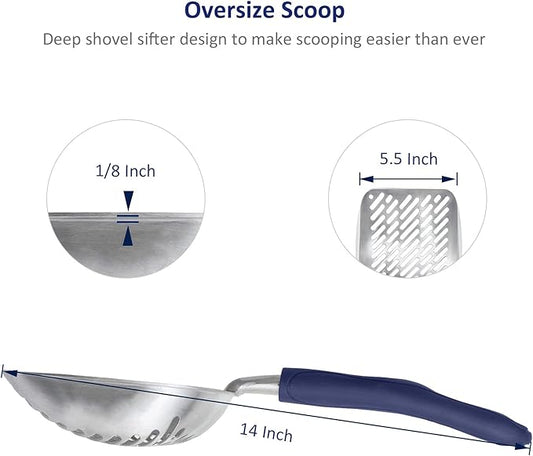 WePet Cat Litter Scoop, Aluminum Alloy Sifter, Kitty Metal Scooper, Deep Shovel - Image 2