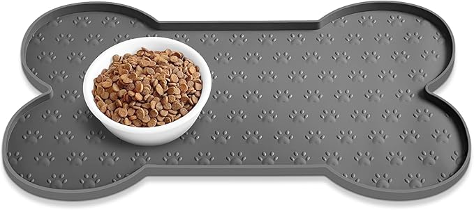 Dog Food Mat Anti-Slip Silicone Dog Bowl Mat Thicker Pet Placemat Waterproof by PWTAA