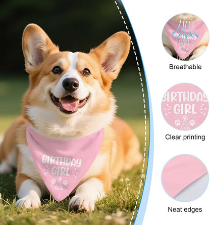 Birthday Girl Funny Dog Bandana, Happy Birthday Girl Dog Bandana, Pet Scarf - Image 3