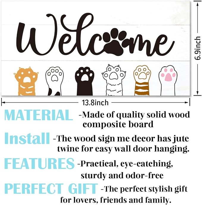 Welcome Sign for Front Door, Welcome Decor Wooden Hanging Sign - Image 2