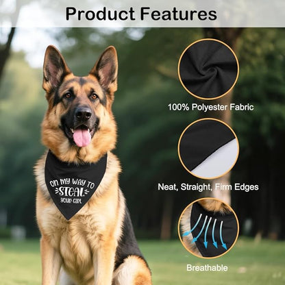 On My Way to Steal Your Girl Black Dog Bandana, Funny Pet Scarf Accessories - Image 3