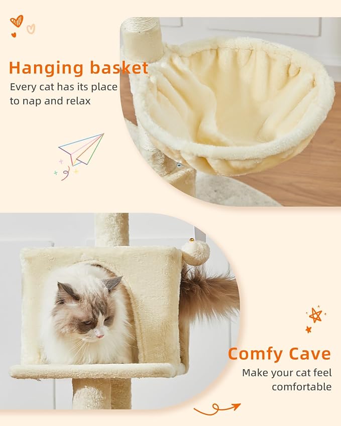 Taoqimiao Cat Tree, 49-Inch Cat Tower - Image 5