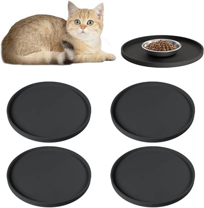 4 PCS Thickened Pet Silicone Food Mat, Nonslip Waterproof Cat Dog Feeding Bowl by Arespark