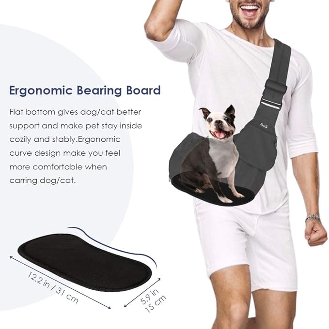 Lukovee Dog Sling Carrier, Hard Bottom Support & Adjustable Soft Padded - Image 2