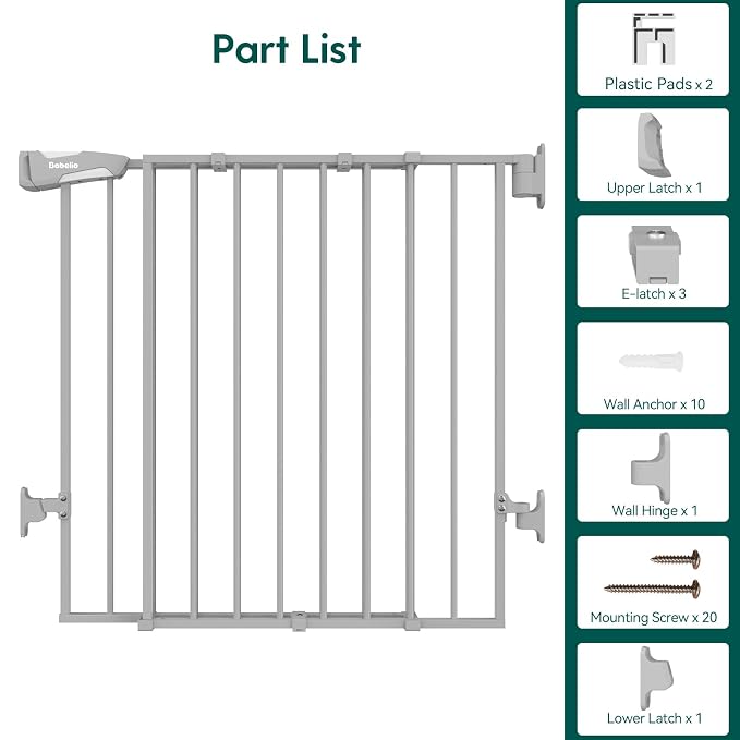 Babelio Baby Gate for Stairs & Doorways, 26-43" W 34" H Extra Tall| No Bottom - Image 7