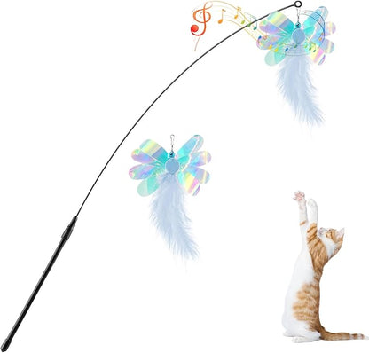 Pawaboo Feather Teaser Cat Toy, Interactive Feather Wand Cats Toy Flying by Pawaboo