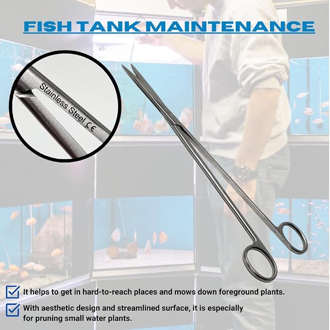 Aquarium Scissors Stainless Steel 12" Extra Long Water Grass Scissors - Image 3