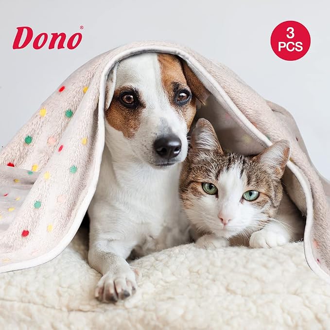 Dono 1 Pack 3 Dog Blankets, Soft Fluffy Fleece Pet Blanket Warm Sleep Mat Paw - Image 7