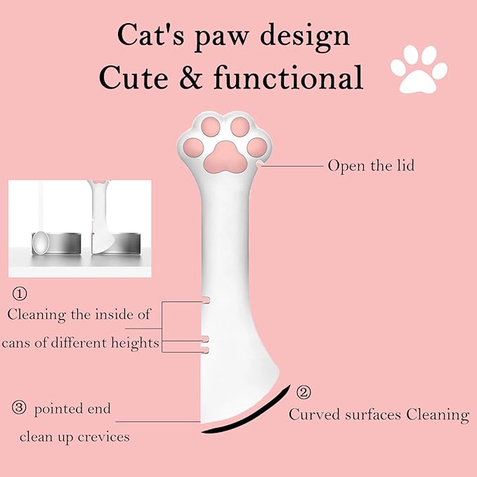 3 Pcs Pet Food Can Lids & One Can Spoon | Cute Paw Shape Opener Spatula Cat Wet - Image 2