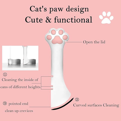 3 Pcs Pet Food Can Lids & One Can Spoon | Cute Paw Shape Opener Spatula Cat Wet - Image 2